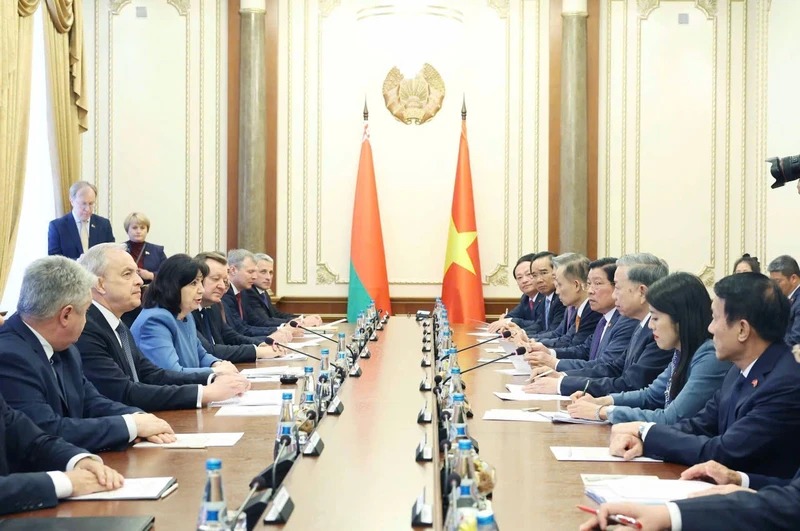 Tổng Bí thư Tô Lâm hội kiến lãnh đạo Quốc hội và các chính đảng Belarus