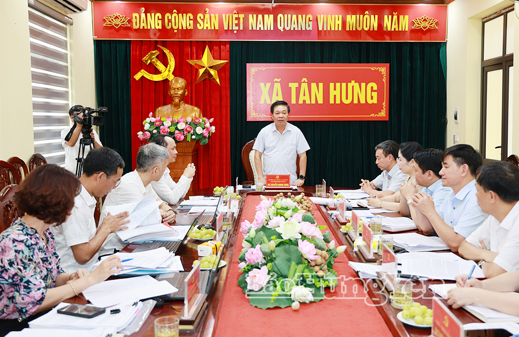 Tổ Kiểm tra số 1 của Ban Thường vụ Tỉnh ủy kiểm tra tại Đảng ủy xã Tân Hưng