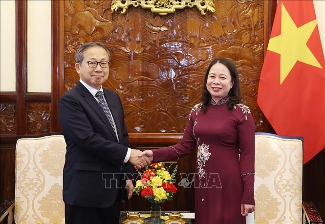 Quyền Chủ tịch nước Võ Thị Ánh Xuân tiếp Đại sứ Nhật Bản chào từ biệt